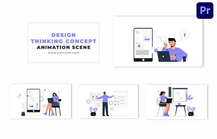 Creative Designer Working Flat Character Design Animation Scene